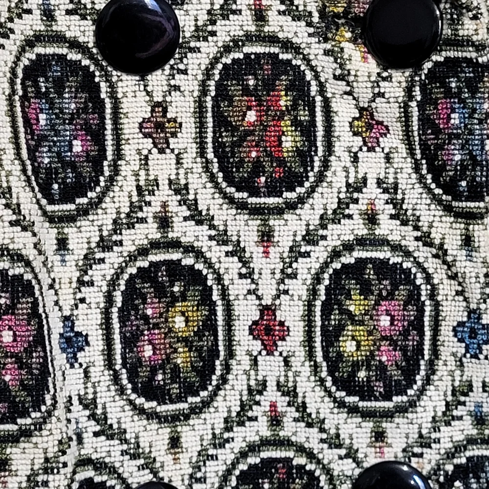 Vintage Paisley Patterned Coat with Black Buttons Size Large - Picture 3 of 12